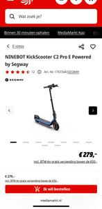 Ninebot KickScooter C2 Pro E - Segway, Fietsen en Brommers, Steps, Ophalen, Zo goed als nieuw, Elektrische step (E-scooter)