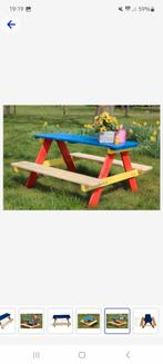 Kinderpicknicktafel gekleurd hout, Tuin en Terras, Rond, Zo goed als nieuw, Hout, Ophalen