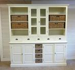 Prachtige witte landelijke vitrine buffetkast, Ophalen, 200 cm of meer, Onbekend, Zo goed als nieuw