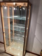 zgan licht eiken vitrinekast met spiegelachterwand en verlic, Huis en Inrichting, Kasten | Vitrinekasten, Ophalen, 50 tot 100 cm