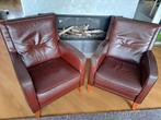 Bruin lederen fauteuils (nog 1 beschikbaar), Ophalen of Verzenden, 75 tot 100 cm, Zo goed als nieuw, 50 tot 75 cm