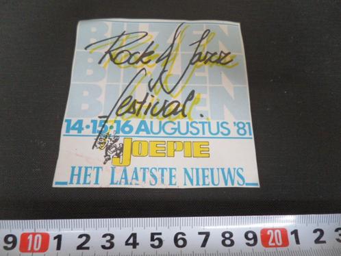 sticker 1981 rock & jazz festival jopeie het laatste nieuws, Verzamelen, Stickers, Zo goed als nieuw, Bedrijf of Vereniging, Ophalen