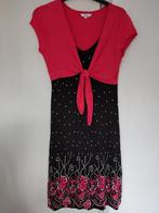 Miss Etam dames jurk met bolero ( tweedelig ) zwart / neonro, Maat 38/40 (M), Overige kleuren, Ophalen of Verzenden, Zo goed als nieuw