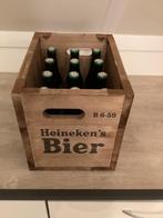 Heineken houten bierkrat bierkist met 12 volle retro flesjes, Verzamelen, Ophalen of Verzenden, Nieuw, Heineken