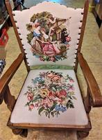 geborduurd eiken stoeltje vintage, Antiek en Kunst, Ophalen