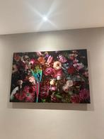 Glasschilderij bloemen met papegaai 120x80, Huis en Inrichting, Ophalen, 50 tot 75 cm, 75 tot 100 cm, Print