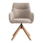 4 Draaibare Eetkamerstoelen Bouclé met Eiken Poten Nieuw, Huis en Inrichting, Stoelen, Ophalen, Bruin, Nieuw, Eén