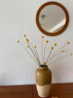 Vintage ronde spiegel teak, Minder dan 100 cm, Minder dan 50 cm, Rond, Ophalen of Verzenden