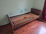 Bed + elektrisch verstelbare lattenbodem (90/200), Huis en Inrichting, Ophalen, 90 cm, Eenpersoons, Bruin