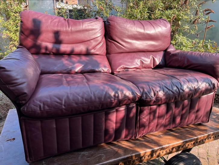 Airborne International Michel Cadestin Frans jaren 70 leer, Huis en Inrichting, Banken | Bankstellen, Zo goed als nieuw, Leer