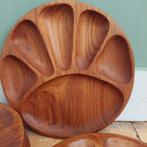 Lucky Vintage Teakhouten Fondue/Tapas Borden - Set van 6, Gebruikt, ., Rond, Ophalen of Verzenden