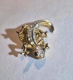 Goudkleurige hagedis Broche met Strass, 4 tot 7 cm, Verzenden, Zo goed als nieuw, Goud