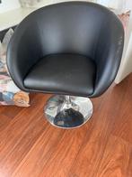 Draai fauteuiltjes 3 stuks zwart met zilveren voet, Ophalen, Gebruikt, Minder dan 75 cm, Metaal