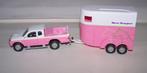 Kids Globe roze pickup met Horse Transport trailer. Nwst., Nieuw, Ophalen of Verzenden