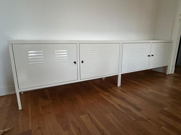2x Ikea PS Kast Wit, Huis en Inrichting, Kasten | Dressoirs, Gebruikt, Minder dan 50 cm, 25 tot 50 cm, Met deur(en), Metaal, Ophalen