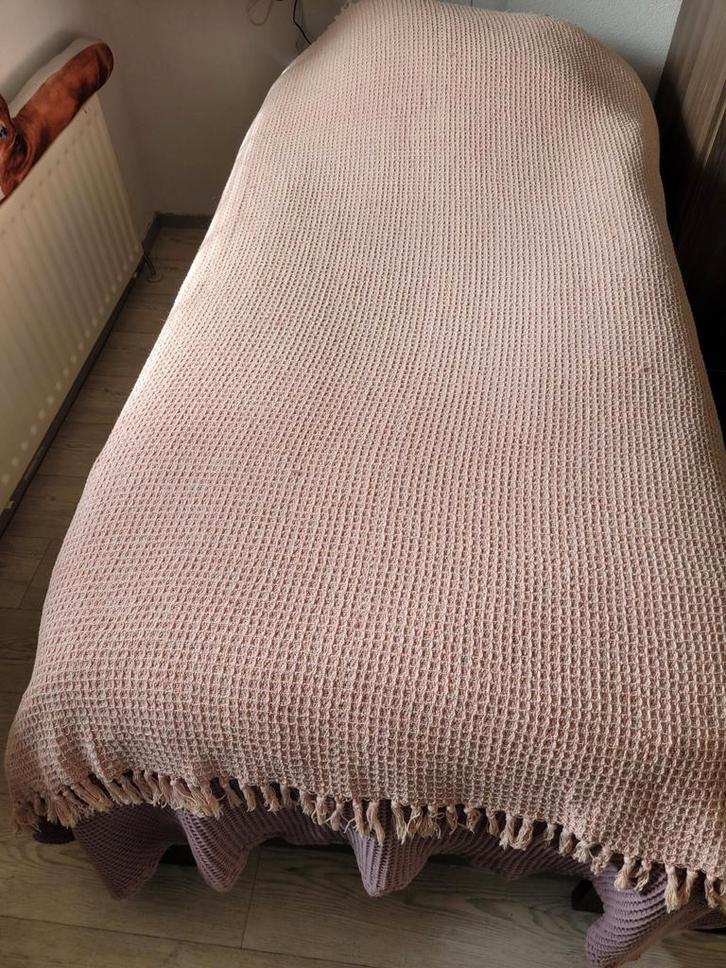 wafelsprei katoen poederroze roze 210 cm x 180 cm, Huis en Inrichting, Slaapkamer | Beddengoed, Gebruikt, Tweepersoons, Ophalen of Verzenden
