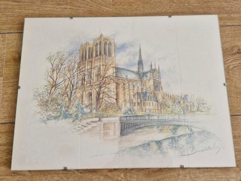 Print Parijs-Notre Dame, Antiek en Kunst, Kunst | Tekeningen en Foto's, Ophalen of Verzenden
