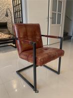Cognac Lederen eetkamer stoelen + bank (Station 7), Huis en Inrichting, Stoelen, Ophalen, Gebruikt, Overige kleuren, Leer
