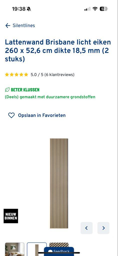 Lattenwand Brisbane Licht Eiken, Huis en Inrichting, Woonaccessoires | Wanddecoraties, Nieuw, Ophalen