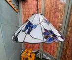 Vintage Tiffanystijl Hanglamp Glas in Lood, Gebruikt, Tiffany vintage, Ophalen of Verzenden, Glas