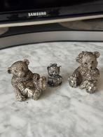 Set van 3 Zilveren Beeldjes - Beren, Verzamelen, Beelden en Beeldjes, Ophalen of Verzenden, Gebruikt, Dier