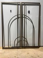 Dubbelen taatsdeur Brons, Ophalen, Binnendeur, 200 tot 215 cm, Glas