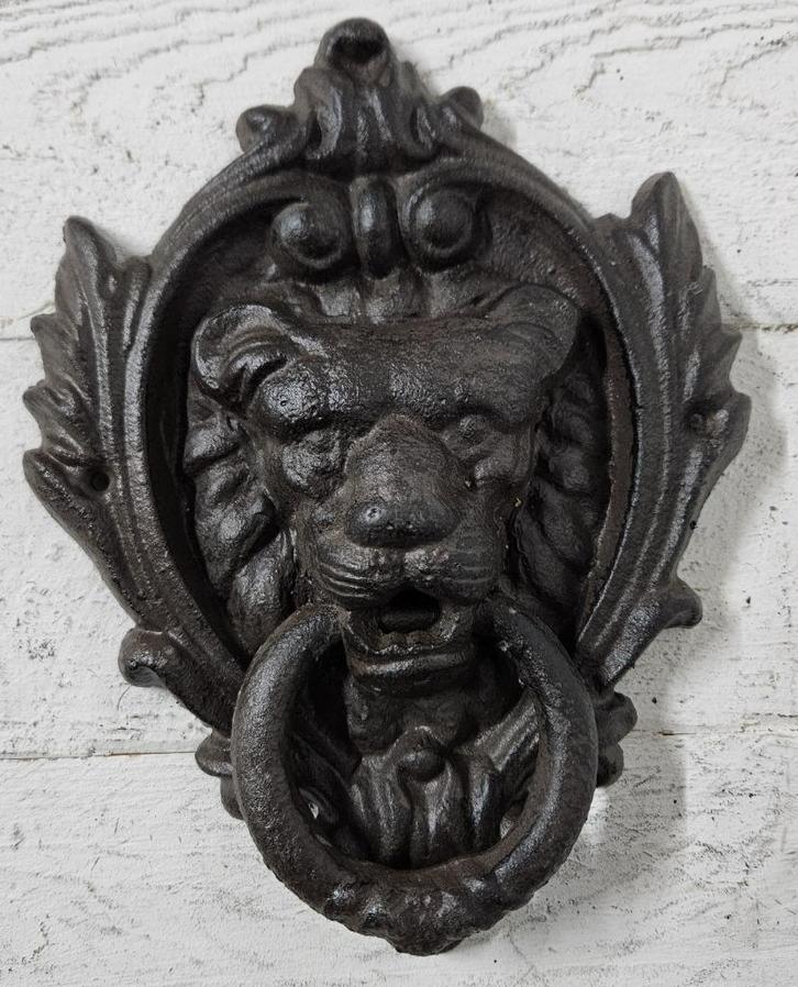 DEURKLOPPER LEEUW / gietijzer / 22 cm hoog, Tuin en Terras, Tuinwanddecoratie, Ophalen of Verzenden