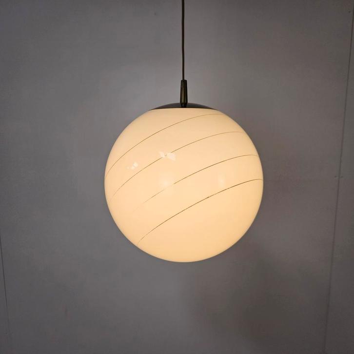 Vintage glazen bollamp Massive, Huis en Inrichting, Lampen | Hanglampen, Gebruikt, 75 cm of meer, Glas, Ophalen of Verzenden