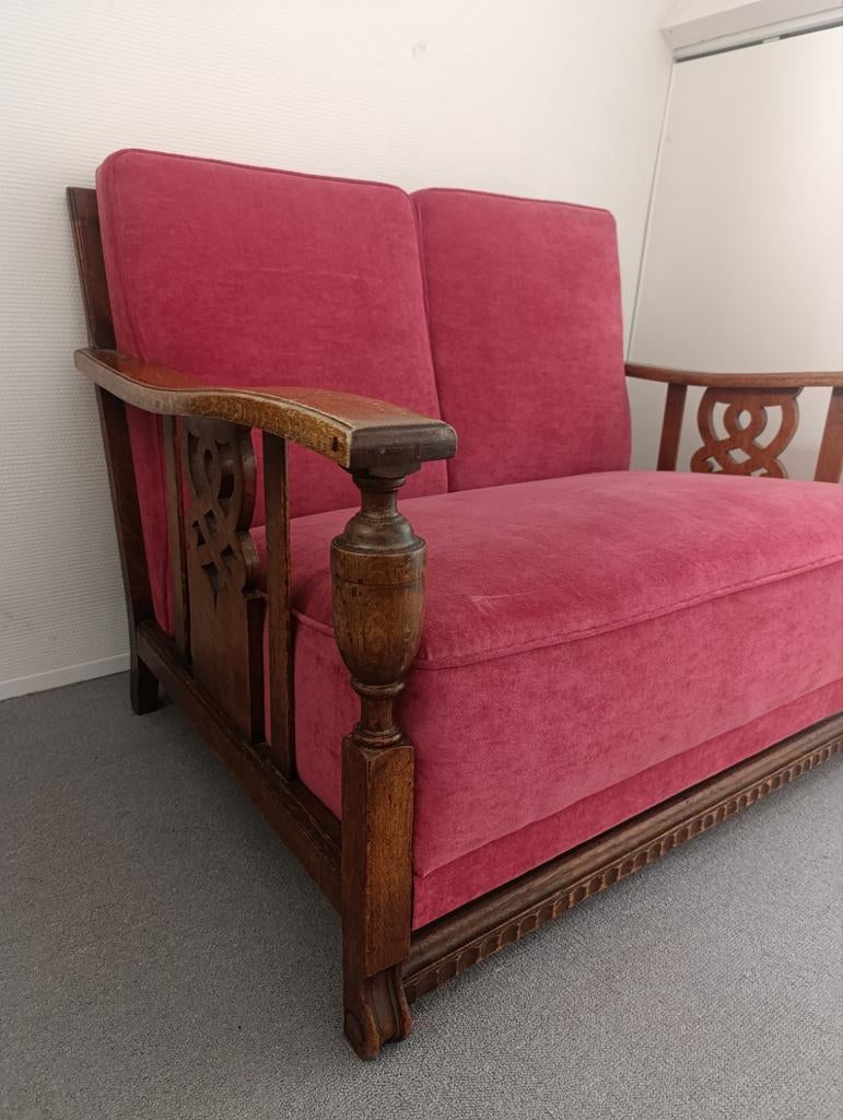 Antiek bankje "loveseat" tweezitsbank, Huis en Inrichting, Tweepersoons, 75 tot 100 cm, Ophalen of Verzenden, Minder dan 150 cm