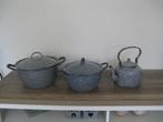 emaille pannen en ketel, grijs gewolkt, Antiek en Kunst, Ophalen of Verzenden
