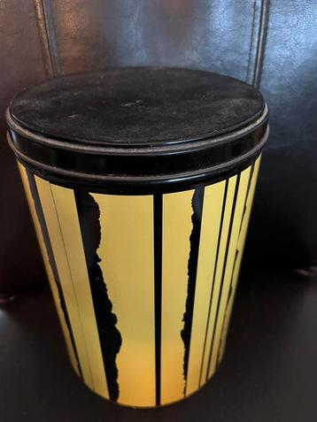 Vintage jaren 70 opbergtrommel Tomado geel /zwart beschikbaar voor biedingen