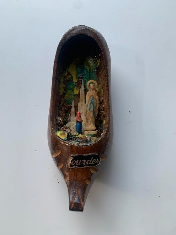 Lourdes Souvenir - Houten Klompje, Antiek en Kunst, Antiek | Overige Antiek, Ophalen of Verzenden