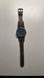 Fossil blue and brown leather watch, Overige merken, Leer, Staal, Ophalen of Verzenden