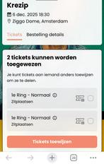 Krezip 6 dec 1e ring zitplaatsen 2x, Tickets en Kaartjes, Concerten | Pop, Twee personen, December