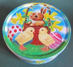 Paas trommel/ blik met Paashaas en kuikentjes/ Pasen, Ophalen of Verzenden, Gebruikt