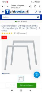 Stalen tafelpoten wit trapezium voor maten zie omschrijving, 50 tot 100 cm, Rond, Zo goed als nieuw, 50 tot 100 cm