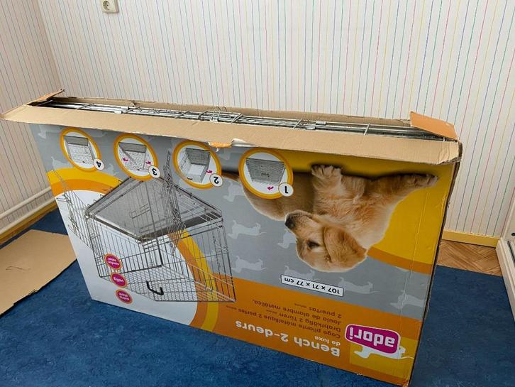 Adori Bench 2-Deurs De Luxe Verzinkt-Hondenbench-107x71x77cm, Dieren en Toebehoren, Hondenbenches, Zo goed als nieuw, Ophalen of Verzenden