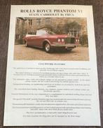 Rolls Royce Phantom VI State Cabriolet by Frua, leaflet, Ophalen of Verzenden, Zo goed als nieuw, Overige merken