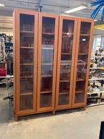 Houten boekenkast met glazen deuren, Huis en Inrichting, Kasten | Boekenkasten, Ophalen, Gebruikt, 200 cm of meer, 150 tot 200 cm