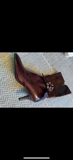 Bordeaux Rode echte leer Korte Laarzen - Nieuw, Lage of Enkellaarzen, Nieuw, Ophalen of Verzenden, Rood