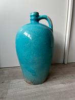 Brocante Turquoise Kruik Vaas van Aardewerk, Minder dan 50 cm, Blauw, Zo goed als nieuw, Ophalen
