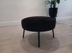 Ronde Zwarte Velvet Poef, Minder dan 50 cm, Rond, Minder dan 50 cm, Ophalen of Verzenden