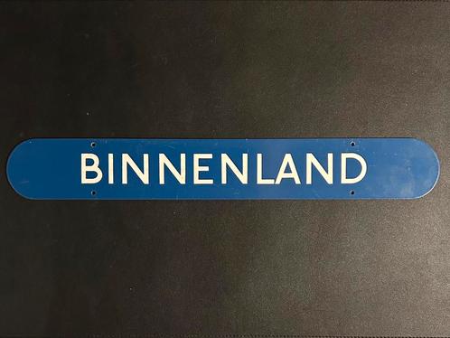 Metalen loketbord NS ‘binnenland’ (1957), Verzamelen, Spoorwegen en Tramwegen, Gebruikt, Trein, Ophalen of Verzenden