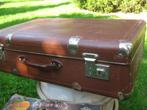 Harde bruine oude brocante valies of reiskoffer, Overige materialen, Slot, 35 tot 45 cm, Gebruikt