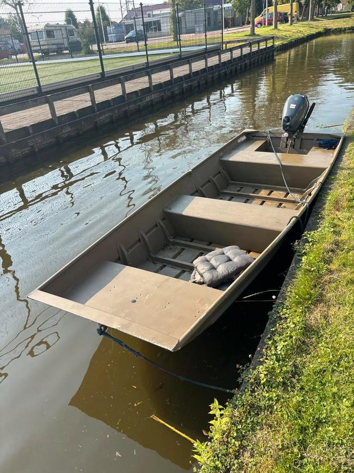 Aluminiumplatbodem met 6 pk yamaha buitenboordmotor g3, Watersport en Boten, Motorboten en Motorjachten, Gebruikt, Aluminium, Tot 6 meter