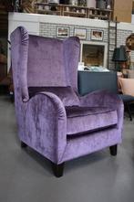Prachtige luxe hoge fauteuil paars velvet velours, 75 tot 100 cm, Stof, Zo goed als nieuw, Ophalen