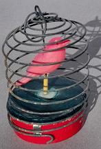 Vintage Celluloid Vogel/Parkiet in / Blikken Kooitje, Antiek en Kunst, Ophalen of Verzenden