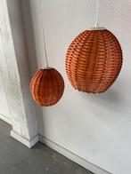 2 rieten hanglampen vintage jaren 70, Ophalen, ., 2de hands, .