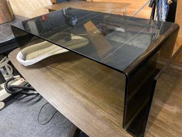 Vintage Glazen Salontafel met Lectuurgedeelte beschikbaar voor biedingen