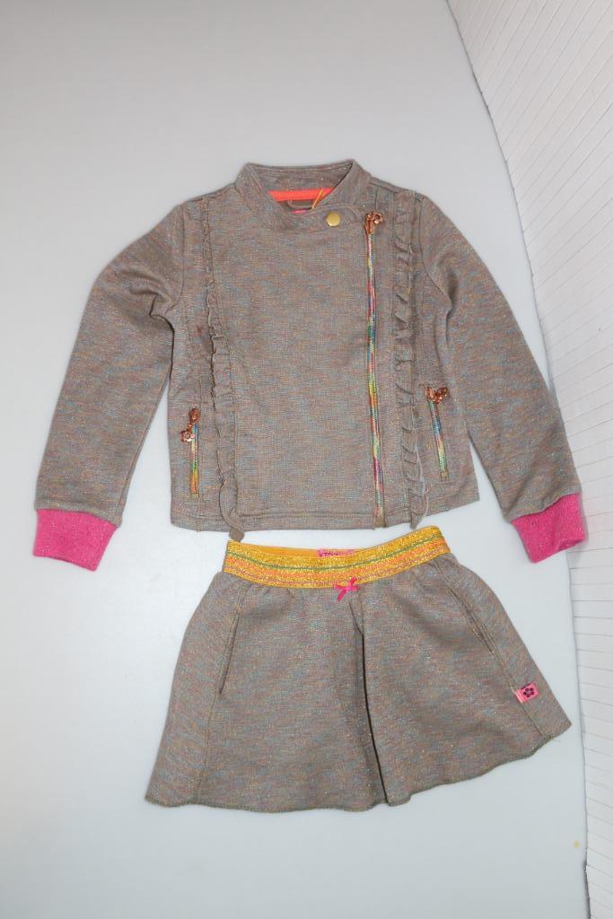 Kidz Art jasje vest rokje lurex multicolor maat 104, Kinderen en Baby's, Kinderkleding | Maat 104, Zo goed als nieuw, Meisje, Setje